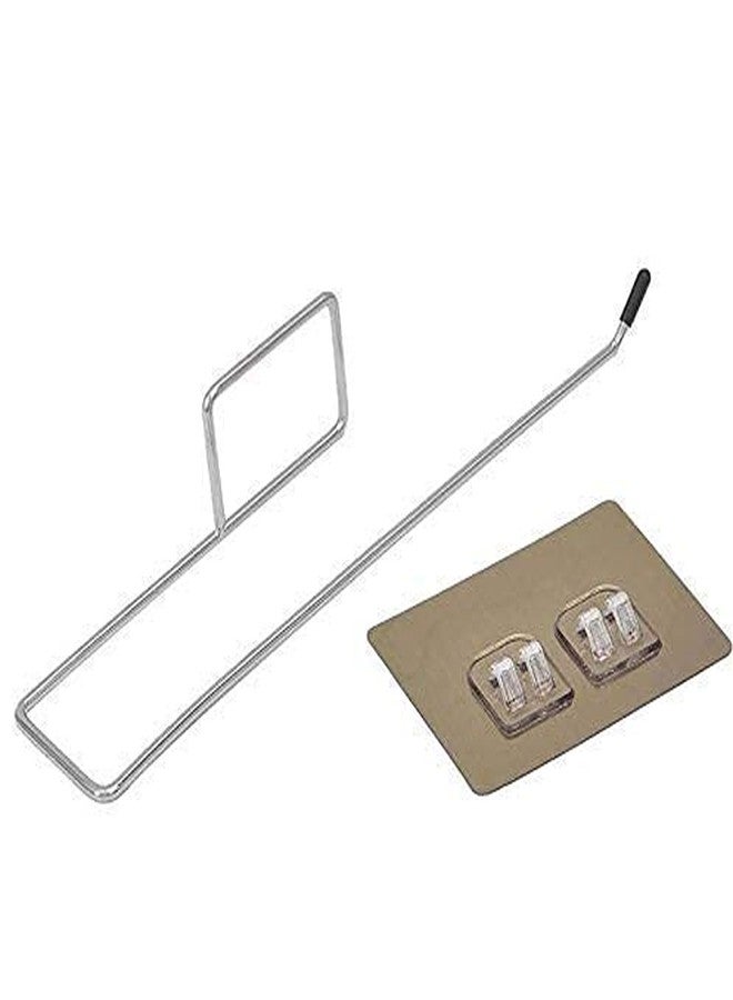 RRJ Stainless Steel Self Adhesive Napkin Ring Wall Mount Towel Hanging Holder with Magic Adhesive Pad Kitchen Paper Roll Holder Tissue Paper Stand Towel Bar Hanger foe Kitchen and Washbasin use - Image 2